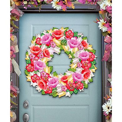 Summer Flowers Holiday Door Wreath by G. DeBrekht - Easter Spring Decor