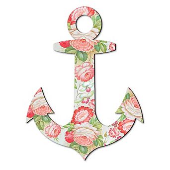 Vintage Floral Anchor Coastal 24-Inch Handcrafted Wooden Door by G. DeBrekht - Holiday Decor