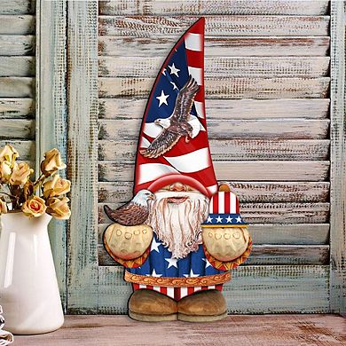 Americana Gnome Dwarf Holiday 24-Inch Door Decor by G. DeBrekht - Heartwarming Christmas Decor