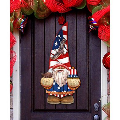 Americana Gnome Dwarf Holiday 24-Inch Door Decor by G. DeBrekht - Heartwarming Christmas Decor