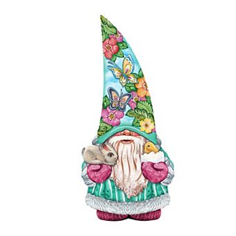 Spring Gnome Dwarf 24-Inch Handcrafted Wooden Door Decor by G. DeBrekht - Easter Decor