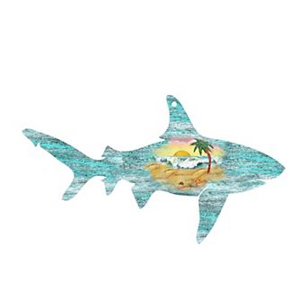Shark Coastal 24-Inch Handcrafted Wooden Door Hanger & Wall Art by G.DeBrekht Sea-Life Holiday Decor
