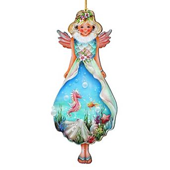 Beach Blessing Angel 24" Wooden Door Decor by J. Mills-Price Handcrafted Coastal Holiday Decor