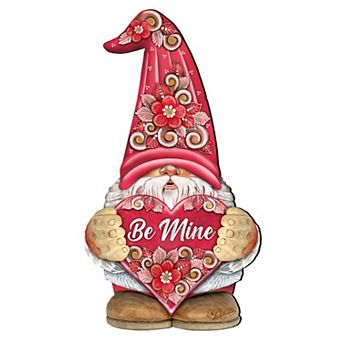 Be Mine Gnome Dwarf Wooden 24-Inch Door Hanger Valentine Wall Art by DeBrekht Love Family Kids Decor