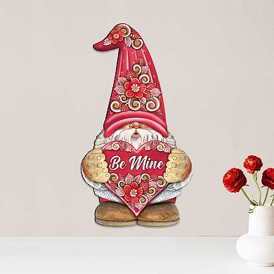 Be Mine Gnome Dwarf Wooden Door Hanger Valentine Wall Art by G. DeBrekht - Love Family Kids Decor