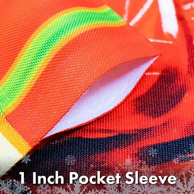 G128 Garden Flag Welcome Red Poinsettia 12"x18" 150D