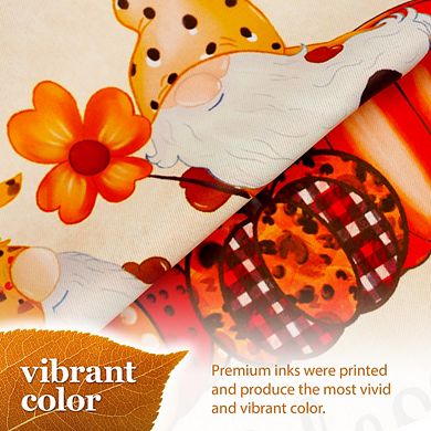 G128 Garden Flag Happy Fall Blessed 2 Gnomes Sitting on Pumpkins 12"x18" Blockout