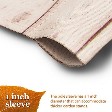 G128 Garden Flag Welcome Gnome Sitting on Patterned Pumpkins 12"x18" Blockout