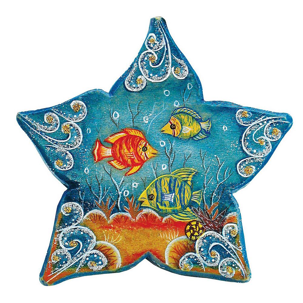 Sea Starfish Beach House 24-Inch Handcrafted Wooden Door Decor by G. DeBrekht - Holiday Decor