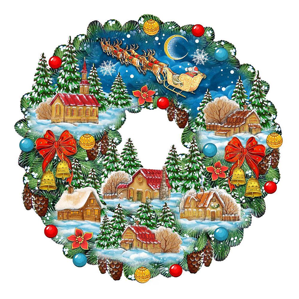 Up Up Wreath Christmas 24-Inch Handcrafted Wooden Door Decor by G ...