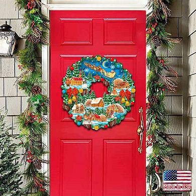 Up Up Wreath Christmas 24-Inch Handcrafted Wooden Door Decor by G ...