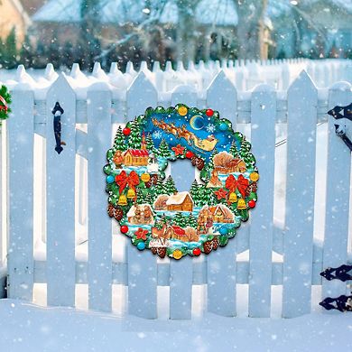 Up Up Wreath Christmas 24-Inch Handcrafted Wooden Door Decor by G ...