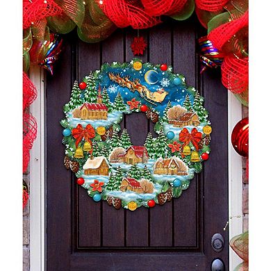 Up Up Wreath Christmas 24-Inch Handcrafted Wooden Door Decor by G ...