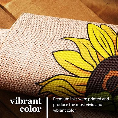 G128 Garden Flag Welcome Gnome Sunflower Car 12"x18" Burlap