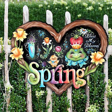 Bless My Bloomin Heart Easter 24-Inch Handcrafted Wooden Door Decor by J. Mills-Price - Spring Decor