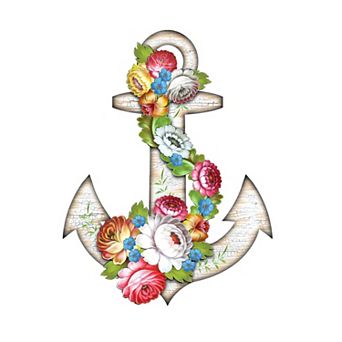Vintage Floral Heart Coastal 24-Inch Handcrafted Wooden Door by G. Debrekht - Sea-Life Holiday Decor