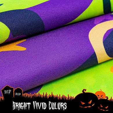 G128 Garden Flag Trick or Treat Purple Witch Hat Green BG