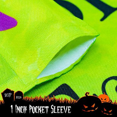 G128 Garden Flag Trick or Treat Purple Witch Hat Green BG
