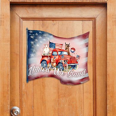 American Flag - United We Stand 19-Inch Door Décor by G. DeBrekht - Proud American Patriotic Decor