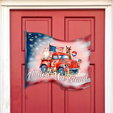American Flag - United We Stand 19-Inch Door Décor by G. DeBrekht - Proud American Patriotic Decor