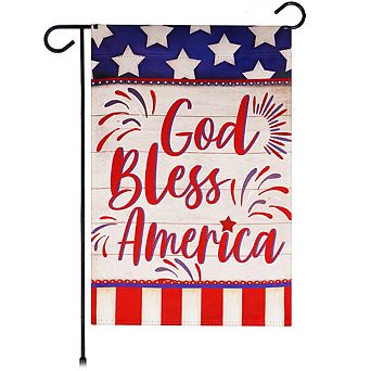 G128 Garden Flag God Bless America USA Flag Accent 12"x18" Blockout