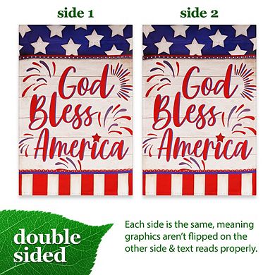 G128 Garden Flag God Bless America USA Flag Accent 12"x18" Blockout