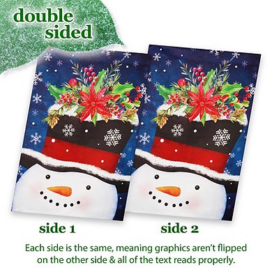 G128 House Flag Snowman with Festive Evergreen Top Hat 28"x40"