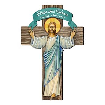 Jesus Cross 24" Wooden Door Decor by G. DeBrekht House Blessing, Housewarming Gift Decor