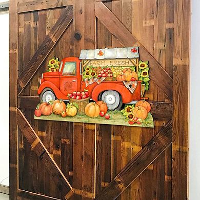 Pumpkin Produce Track Halloween 24-Inch Door Decor by Susan Winget - Thanksgiving Decor