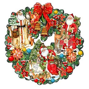 Classic Christmas Santa Holiday 24-Inch Door Wreath by G. DeBrekht - Festive Decor