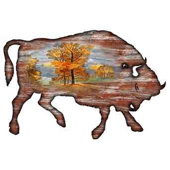 Buffalo Vintage Wildlife 24-Inch Handcrafted Wooden Door Decor by G. DeBrekht - Holiday Decor