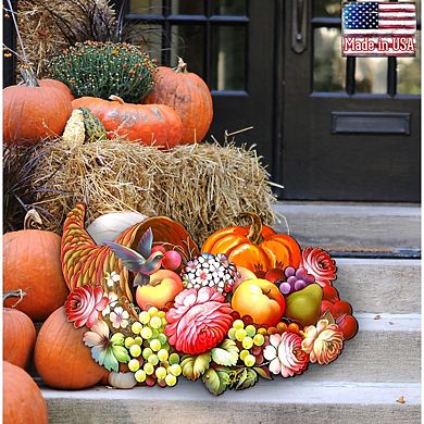 Floral Cornucopia Halloween 24-Inch Door Decor by G. DeBrekht - Autumn Thanksgiving Charm