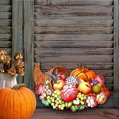 Floral Cornucopia Halloween 24-Inch Door Decor by G. DeBrekht - Autumn Thanksgiving Charm