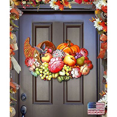 Floral Cornucopia Halloween Door Decor by G. DeBrekht - Thanksgiving Halloween Decor