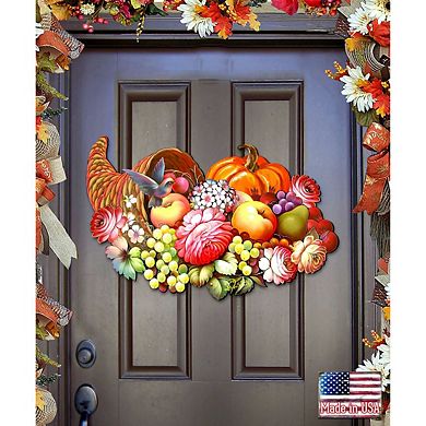 Floral Cornucopia Halloween 24-Inch Door Decor by G. DeBrekht - Autumn Thanksgiving Charm