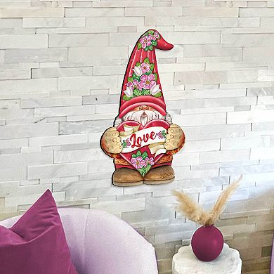 Love Gnome Dwarf Wooden Door Hanger Wall Art by G. DeBrekht - Love Family Kids Decor