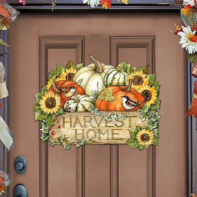 Cornucopia 20-Inch Handcrafted Wooden Door Décor by Susan Winget - Thanksgiving Decor