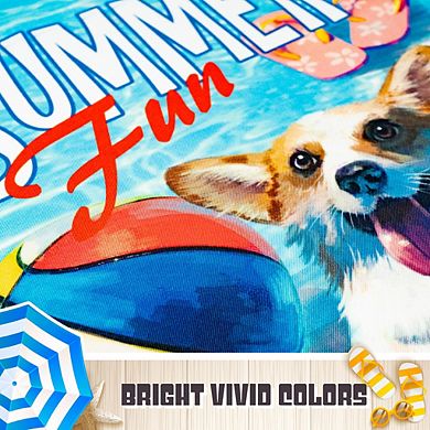 G128 Garden Flag Summer Fun with Dog in Pool 12"x18"