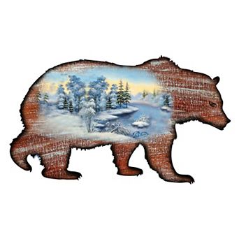 Grizzly Bear Vintage Wildlife 24-Inch Handcrafted Wooden Door Decor by G. DeBrekht - Holiday Decor