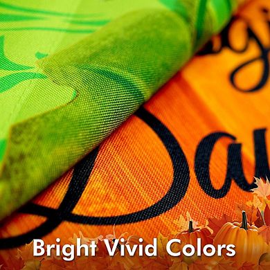 G128 Garden Flag Happy Thanksgiving Pumpkin Green BG 12"x18" 150D