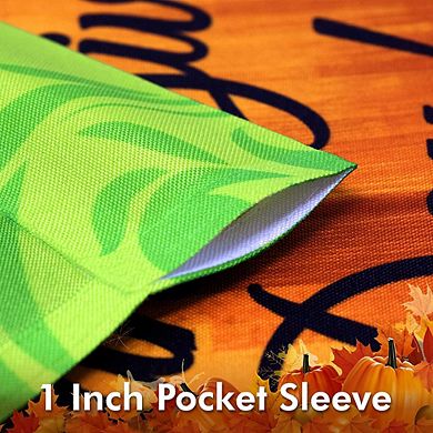 G128 Garden Flag Happy Thanksgiving Pumpkin Green BG 12"x18" 150D