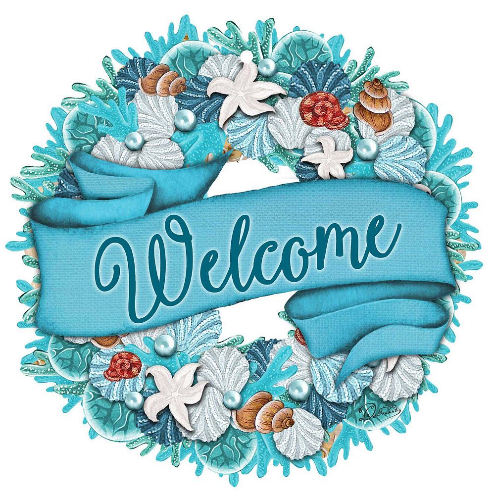 Coastal Holiday 24-Inch Handcrafted Wooden Door Wreath by G. DeBrekht ...