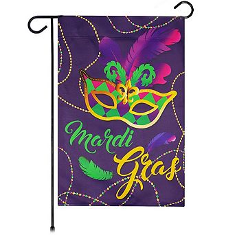 G128 Garden Flag Mardi Gras Masquerade Mask 12"x18" Blockout