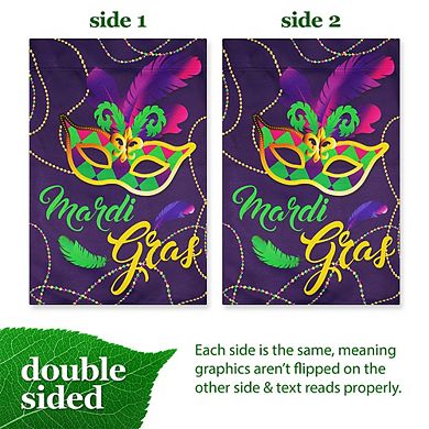 G128 Garden Flag Mardi Gras Masquerade Mask 12"x18" Blockout