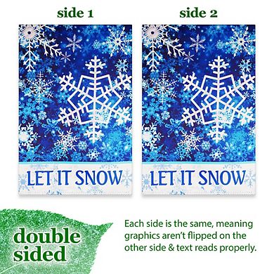 G128 Garden Flag Let It Snow Snowflakes 12"x18"