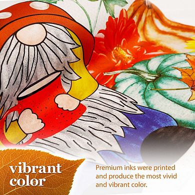 G128 Garden Flag Welcome Gnome with Coffee at Harvest 12"x18" Blockout