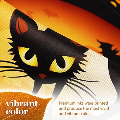 G128 Garden Flag Happy Halloween Black Cat and Ghosts 12"x18" Blockout