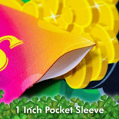 G128 Garden Flag Happy St. Pat's Leprechaun with Pot of Gold 12"x18" 150D