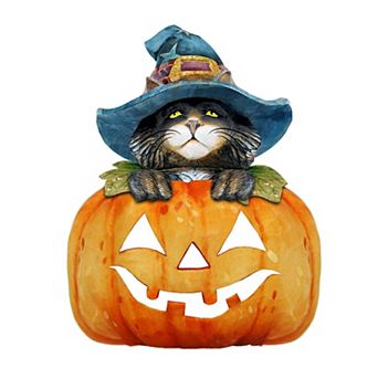 Black Cat Pumpkin Halloween 24-Inch Door Decor by G. DeBrekht - Playful Thanksgiving Decor