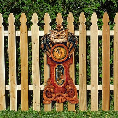 Owl Clock 24-Inch Handcrafted Wooden Door Decor and Wall Art by G. DeBrekht - Halloween Decor
